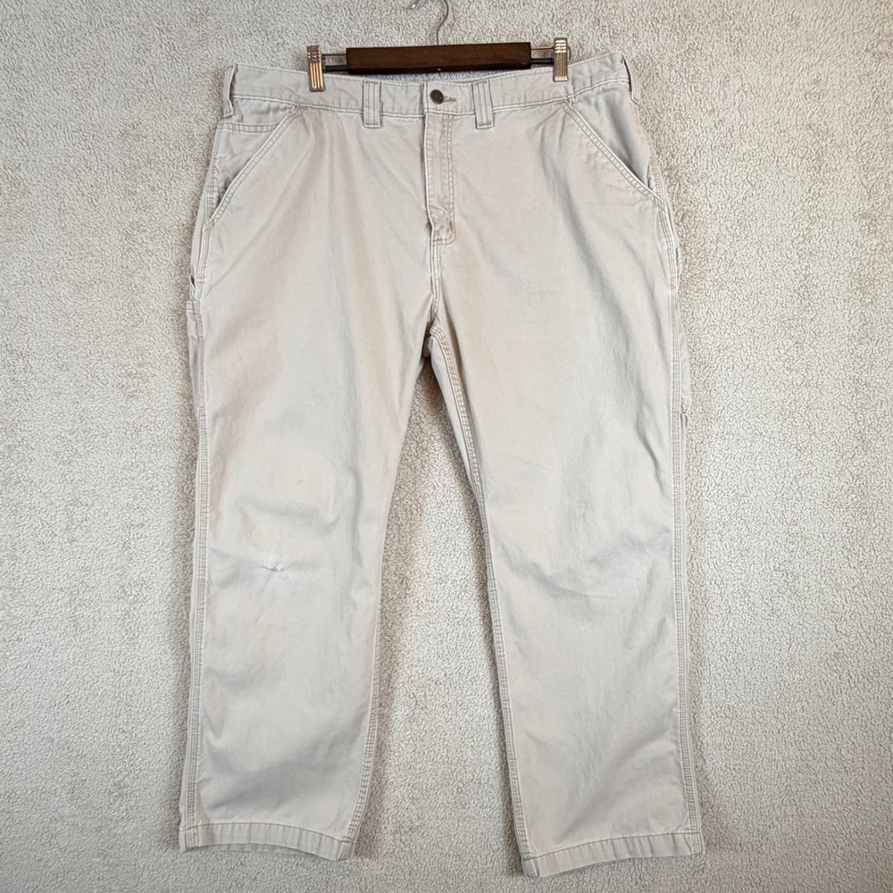 Carhartt Khaki Relaxed Fit Cotton Utility Work Pants Big & Tall Men’s 42x30